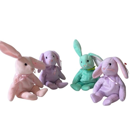 Ty Beanie Babies Hoppity Floppity Hippity Plush Bunny Lot - Picture 1 of 12